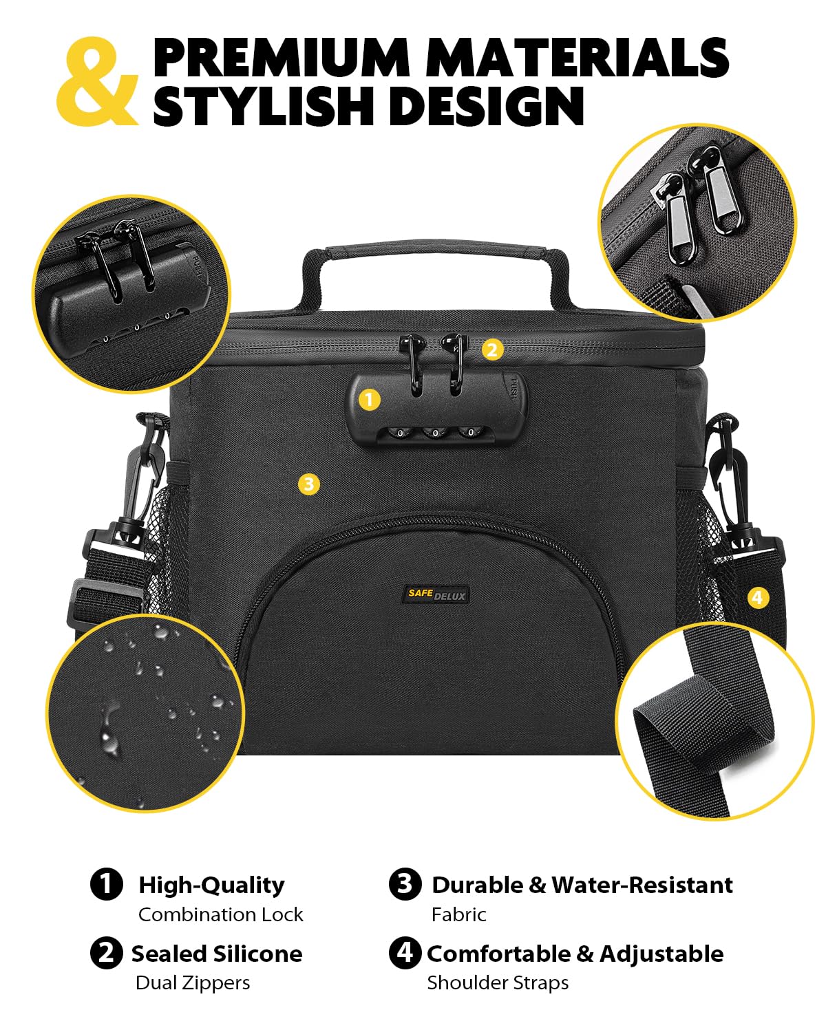 SafeDelux Insulated Lunch Bag with Combination Lock - Durable